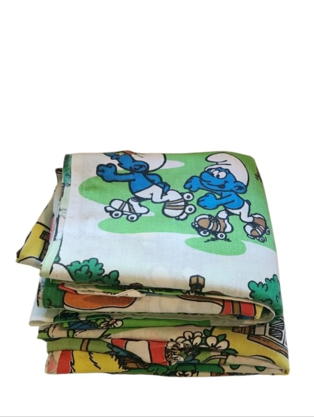 Vintage 1980s Lawtex Twin Flat And Fitted Sheets Smurfs